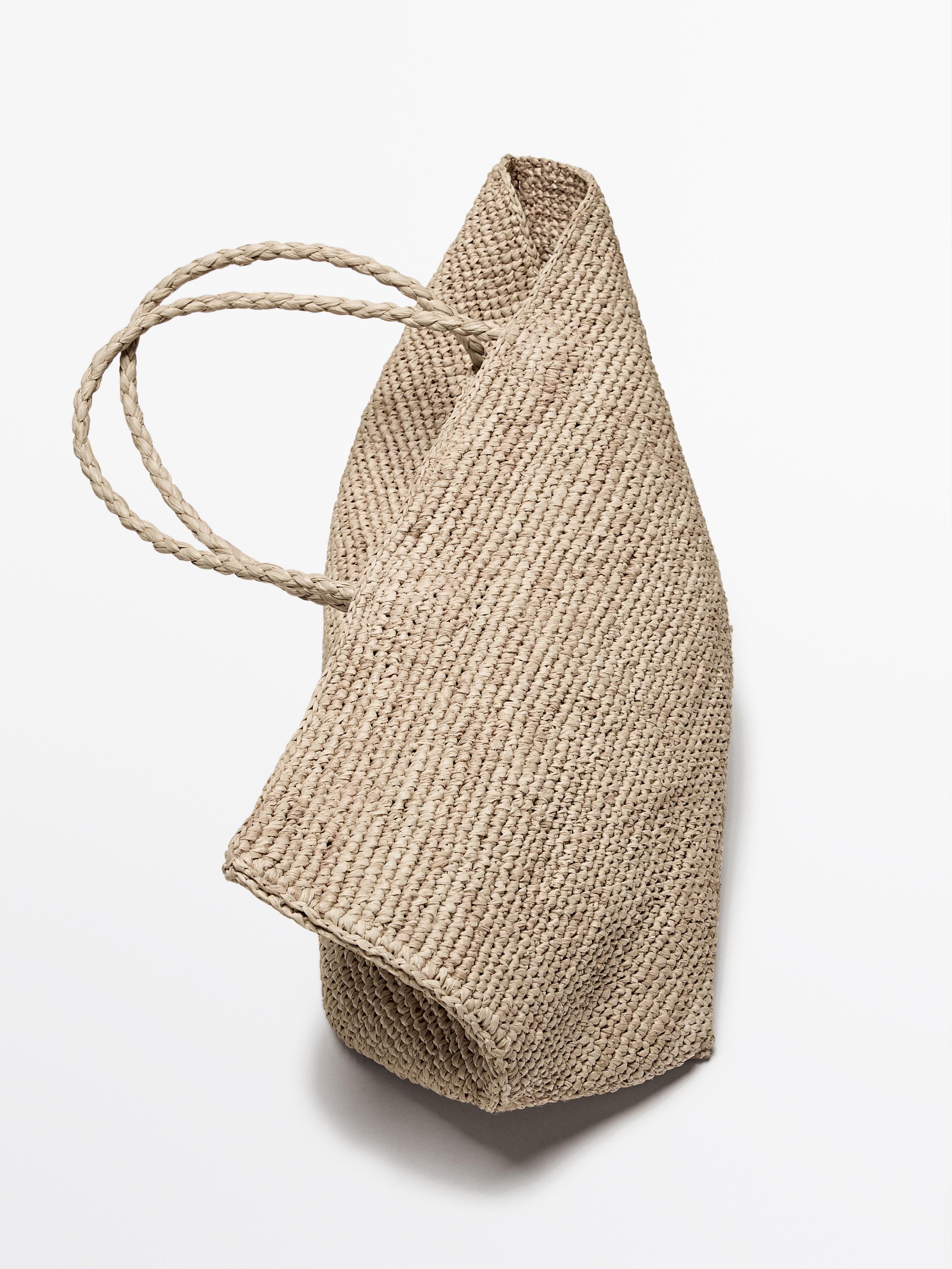 Natural raffia shopper bag